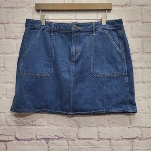 Old Navy Denim Mini Skirt 14 Dark Wash Utility Pocket Y2K 90s Streetwear Gorp